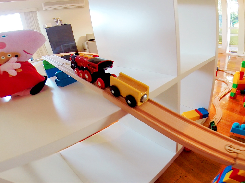 Massive wooden toy train set