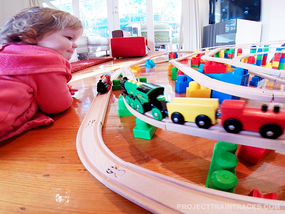 Watching the toy train railway